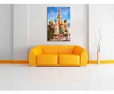 Kreml Moskau Russland Asien Bild auf Leinwand, XXL riesige Bilder fertig gerahmt mit Keilrahmen. Kunstdruck auf Wandbild mit Rahmen. Günstiger als Gemälde oder Ölbild, kein Poster oder Plakat., Format:120x80 cm