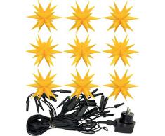 3D LED 9er Sternenkette für innen & außen Stern Adventsstern Außenstern Weihnachtsstern Neuheit (gelb)