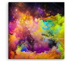 Quadratische Fotoleinwand 90x90cm Knallige bunte Farbwolken auf Leinwand exklusives Wandbild moderne Fotografie für ihre Wand in vielen Größen