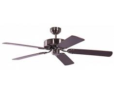 Deckenventilator ohne Beleuchtung Potkuri, Gehäuse gealtertes Silber, Wendeflügel Mahagoni oder Mahagoni mit Rattaneinlage , 132 cm, für Räume bis zu 25m²