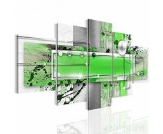 prestigeart Bilder Abstrakt Wandbild 200 x 100 cm Vlies - Leinwand Bild XXL Format Wandbilder Wohnzimmer Wohnung Deko Kunstdrucke Grün 5 Teilig -100% Made in Germany - Fertig Zum Aufhängen 107851c