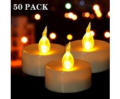HANZIM LED Kerzen, 50 PACK LED Teelichter Kerzen flammenlos hell blinkend elektrische Gefälschte Kerze nach Hause Weihnachtsschmuck Hochzeitstisch Geschenk im Freien