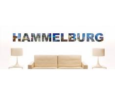 Wandtattoo farbige Wandschrift Städtename Hammelburg mit Sehenswürdigkeiten 180 x 17 cm Länge