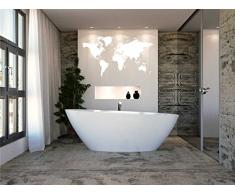 INDIGOS UG - Wandtattoo Wandsticker Wandaufkleber Aufkleber - W015 Weltkarte 120 x 62, weiß