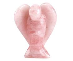 JOVIVI Dekoration Reiki Edelstein Kristall Engel Figur Schutzengel Talisman Gluecksbringer Energietherapie Deko(Rosenquarz)
