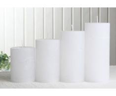 Rustik-Stumpenkerzen-Adventsset, mittel, 6 cm Ø, weiß