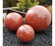 garten-wohnambiente Dekokugel 3er Set 25-10-10 cm Edelstahl Granit rot Kugel Dekorationskugel