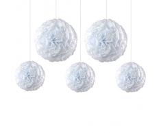 5er Mix Pom Poms EinsSein® 3x Medium (25cm) 2x Large (35cm) weiss Hochzeit Wedding Pompons Dekokugel