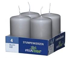 Smart-Planet® Kerzen Ambiente - 4er Pack hellgraue Stumpenkerzen dekorative Kerze grau 8 cm hoch Ø 4,8 cm Wachskerze im Set
