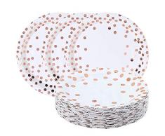 Limeow Pappteller Rund Rose Gold Einweg Pappteller Pappteller Einweggeschirr Roségold 48 stücke Party Geschirr Teller 7 Zoll für Geburtstag Hochzeiten Jubiläumsdekorationen Party Weihnachten