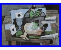 Germanposters Georges Braque Stilleben mit Weintrauben und Klarinette Poster Kunstdruck Bild im Alu Rahmen in blau 62x77cm