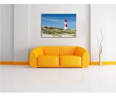 Leuchtturm hinter Dünen Format: 60x40 auf Leinwand, XXL riesige Bilder fertig gerahmt mit Keilrahmen, Kunstdruck auf Wandbild mit Rahmen, günstiger als Gemälde oder Ölbild, kein Poster oder Plakat