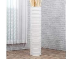 Leewadee Große Bodenvase für Dekozweige hohe Standvase Design Holzvase 112 cm, Mangoholz, weiß