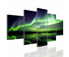 Runa Art Bilder Polarlicht Wandbild 200 x 100 cm Vlies - Leinwand Bild XXL Format Wandbilder Wohnzimmer Wohnung Deko Kunstdrucke Grün 5 Teilig - Made IN Germany - Fertig zum Aufhängen 609151a