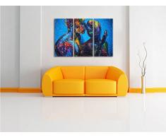 Menschen mit fluoreszierenden Pulver Kunst Buntstift Effekt 3-Teiler Leinwandbild 120x80 Bild auf Leinwand, XXL riesige Bilder fertig gerahmt mit Keilrahmen, Kunstdruck auf Wandbild mit Rahmen, gänstiger als Gemälde oder Ölbild, kein Poster oder Plakat