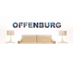 INDIGOS UG - Wandtattoo Wandsticker Wandaufkleber - Aufkleber farbige Wandschrift Städtename Städtename Offenburg mit Sehenswürdigkeiten 80 x 9 cm Länge