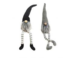 Toyvian 2 Stücke Plüsch Wichtel Figuren GNOME mit Langen Beinen Weihnachtswichteln Weihnachten Plüschtier Fenster Deko Kinder Spielzeug Geschenk (Grau + Schwarz)