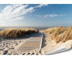 PMP 4life. XXL Poster Nordsee Strand Langeoog | 140x100cm | hochauflösendes Wand-Bild, Natur Poster extra groß, XL Fotoposter | Wand-deko Bild Meer Küste Düne Landschaft
