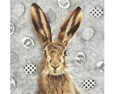 Miss Lovely Oster-Servietten niedlicher Oster-HASE schwarz & weiß Oster-Fest Moderne Oster-Deko Ostern Tisch-Dekoration Kerze Frühlings-Dekoration Frühling 20 Servietten