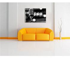 Monocrome, Altes Retro Mikrofon , Format: 60x40 auf Leinwand, XXL riesige Bilder fertig gerahmt mit Keilrahmen, Kunstdruck auf Wandbild mit Rahmen, günstiger als Gemälde oder Ölbild, kein Poster oder Plakat