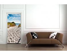 Wallario Selbstklebende Türtapete Möwen auf dem Weg zum Strand - 93 x 205 cm in Premium-Qualität: Abwischbar, brillante Farben, rückstandsfrei zu entfernen
