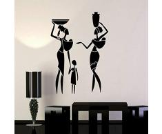 Dongwall Benutzerdefinierte Vinyl Wandtattoo afrikanischen Haus Frauen Kinder ethnischen Stil Kunst afrikanischen Wandbild Schlafzimmer Wohnzimmer Dekoration Aufkleber abnehmbar 42x59cm