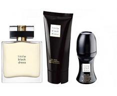 Avon Little Black Dress Parfum-Set 3tlg. Eau de Parfum Spray, Bodylotion, Deoroller in weihnachtlicher Geschenktasche