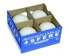 Cereria di Giorgio risthò Kerzen Kugel, Wachs, Weiß, 8 x 8 x 8 cm, 4 Stück