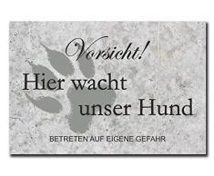 Hochwertiges Metallschild 30 x 20 cm aus Alu Verbund Vorsicht hier wacht unser Hund Deko Schild Wandschild