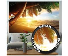 GREAT ART XXL Poster – Strand Sonnenuntergang – Wandbild Dekoration Sonne Sommer Karibik Landschaft Meer Natur Beach Sunset Traumurlaub Wandposter Fotoposter Wanddeko Bild (140 x 100 cm)
