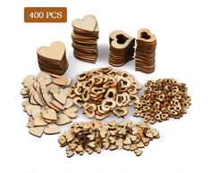YANSHON 400 STK Holzscheiben Deko zum Basteln Holzscheiben Herz klein Holzherz Dekoration Streu Deko Tischdeko Verzierungen für DIY Handwerk Hochzeit Weihnachten Geburtstag Taufe Herzen