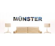 Wandtattoo farbige Wandschrift Städtename Münster mit Sehenswürdigkeiten 40 x 7 cm Länge