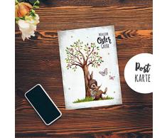 ilka parey wandtattoo-welt A6 Grußkarte Postkarte Osterkarte Print Hase Häschen unterm Baum Blütenbaum & Spruch Fröhliche Ostergrüße Punkte pk243 - ausgewählte Menge: *5 Stück (desselben Motives)*