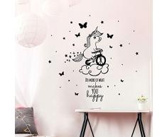 ilka parey wandtattoo-welt® Wandtattoo Einhorn Einhornwandtattoo Wandaufkleber Wandsticker Aufkleber Sticker mit Fahrrad und Spruch do more of what makes you happy unicorn M2085 - ausgewählte Farbe: *hellgrau* ausgewählte Größe: