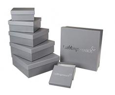 Out of the Blue 101686 - Geschenkboxen Lieblingsmensch, 8 Stück im Set, grau, in verschiedenen Größen ca. 22,5 x 22,5 x 8 cm und kleiner