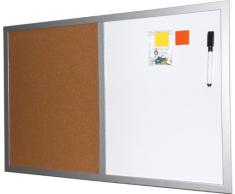 Magnettafel / Pinnwand (Kombiboard), 40x60 cm, mit silberfarbenem Holzrahmen
