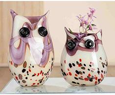 GILDE Glas Vase Eule Burdeos 2 Stück Creme Bordeaux/mundgeblasen durchgefärbt L = 11 x B = 17 x H = 22 cm