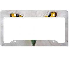 Fhdang Deko-Eule mit gelben Augen Aluminium Kennzeichenrahmen Kennzeichenhalter Auto Zubehör 15,2 x 30,5 cm