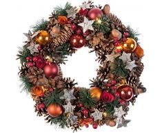 Idena 8585271 - Weihnachtskranz mit 10 LED warm weiß, mit 6 Stunden Timer Funktion, Batterie betrieben, für Deko, Weihnachten, Advent, als Stimmungslicht, Türkranz, ca. 28 cm