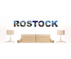 Wandtattoo farbige Wandschrift Städtename Rostock mit Sehenswürdigkeiten 80 x 11 cm Länge