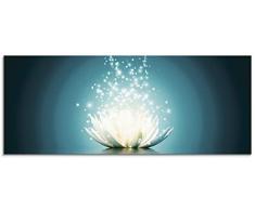 Artland Glasbilder Wandbild Glas Bild 125x50 cm Querformat Natur Pflanzen Blumen Seerose Moderne Kunst Abstrakt Lotusblume T9NM