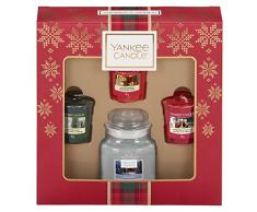 Yankee Candle Geschenkset, mit 3 duftenden Votivkerzen und 1 kleinen Duftkerze im Glas, Alpine Christmas Collection, in festlicher Geschenkbox