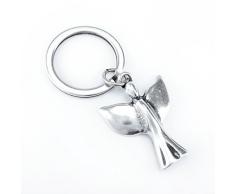 ART + emotions Schlüsselanhänger-Engel Figur - 925 Versilbert - mit Organza-Geschenkbeutel - Glücksbringer Talisman Geschenkidee