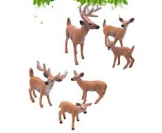 SUPVOX 6pcs White-Tailed Deer Figuren Ornamente Tierfiguren Sammlung Spielzeug Home Office Dekoration Handwerk Geschenk