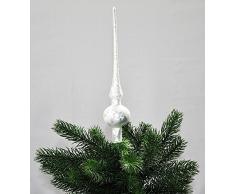 Jack Christbaumspitze Thüringer Glas 28cm Spitze Mundgeblasen Eislack Glanz Matt, Farbe:Weiß Eislack