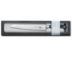 Victorinox Grand Maitre Brotmesser, Wellenschliff, 23 cm Klinge, Geschmiedet, Rostfrei, Edelstahl, Spülmaschinengeeignet, Geschenkbox, schwarz