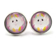 Stechschmuck Ohrstecker Handmade Ohrclips Ohrklemmen Ostern Hase Bunny Rabbit Ei Silber Farben Damen Kinder Kitsch Kawaii 14mm 1 Paar