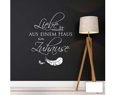 Wandtattoo Wandaufkleber Wandsticker Aufkleber Sticker Spruch Liebe Macht aus einem Haus EIN Zuhause M1972 ausgewählte Farbe: *weiß* ausgewählte Größe: *M - 50cm breit x 60cm hoch*
