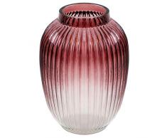 Multistore 2002 Blumenvase Glas Tischvase Ø19xH25cm Glasvase geriffelt, Farbe:Rot