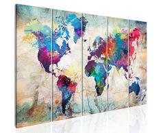 murando - Bilder Weltkarte 225x90 cm Vlies Leinwandbild 5 Teilig Kunstdruck modern Wandbilder XXL Wanddekoration Design Wand Bild - Abstrakt bunt Landkarte Reise k-A-0179-b-n